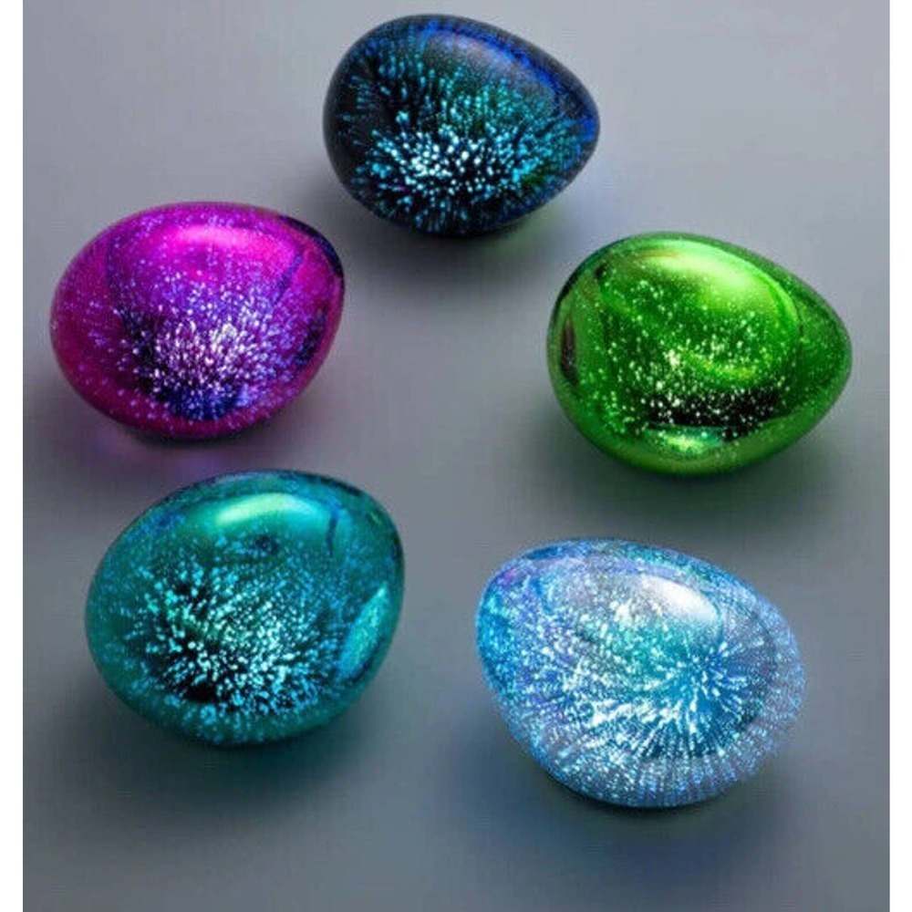 Art Glass Decorative Glowing Garden Rocks Night Light Indoor/ Outdoor Gift Blue - Picture 4 of 10